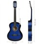 vidaXL Guitare Classique de Débutants et Enfants Instrument d'Apprentissage Instrument de Musique Musical Musicien Amateur Bleu 