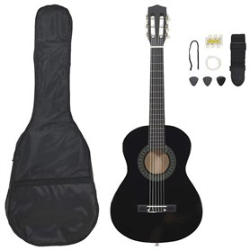 vidaXL ts-ideen Lot de 8 guitares classiques pour débutants et amateurs Noir 1/2" 34"