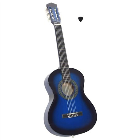 vidaXL Guitare classique pour débutants, enfants, musiciens amateurs, guitares de concert, instrument de musique Bleu 1/2 34"