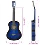 vidaXL Guitare classique pour débutants, enfants, musiciens amateurs, guitares de concert, instrument de musique Bleu 1/2 34"