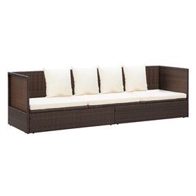 VidaXL Salon de jardin avec coussins et coussins en polyrotin Marron