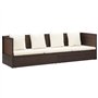 VidaXL Salon de jardin avec coussins et coussins en polyrotin Marron