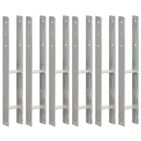 vidaXL Lot de 6 Supports de Poteau Argent 8 × 6 × 60 cm Acier galvanisé