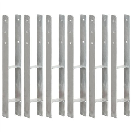 vidaXL Lot de 6 Supports de Poteau Argent 8 × 6 × 60 cm Acier galvanisé
