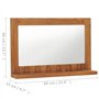 vidaXL Miroir Mural avec étagère 60 x 12 x 40 cm en Teck Massif