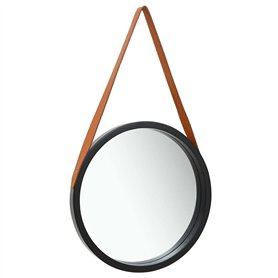 vidaXL Miroir Mural avec Sangle Noir 50 cm