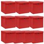 VidaXL Lot de 10 boîtes de rangement avec couvercle Tissu rouge 32 × 32 × 32 cm