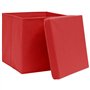 VidaXL Lot de 10 boîtes de rangement avec couvercle Tissu rouge 32 × 32 × 32 cm