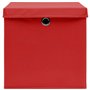 VidaXL Lot de 10 boîtes de rangement avec couvercle Tissu rouge 32 × 32 × 32 cm