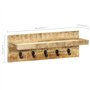 vidaXL Porte-Manteau Mural Suspendu Support de Rangement de Magazines avec 5 Crochets et 1 Etagère Salon 60x15x20 cm Bois de Man
