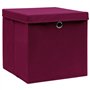 Boîtes de rangement 4 pcs Rouge foncé 32x32x32 cm Tissu