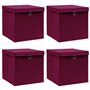 Boîtes de rangement 4 pcs Rouge foncé 32x32x32 cm Tissu