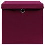 Boîtes de rangement 4 pcs Rouge foncé 32x32x32 cm Tissu