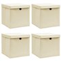 vidaXL Lot de 4 boîtes de rangement avec couvercle Crème 32 x 32 x 32 cm