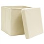 vidaXL Lot de 4 boîtes de rangement avec couvercle Crème 32 x 32 x 32 cm