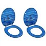 vidaXL 2X Sièges de Toilette avec Couvercle Cuvette Lunette de Toilette Abattant WC Salle de Bain Maison Intérieur MDF Bleu Gout