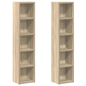 vidaXL Armoires à CD 2 pcs Chêne sonoma 21x16x93,5 cm Aggloméré