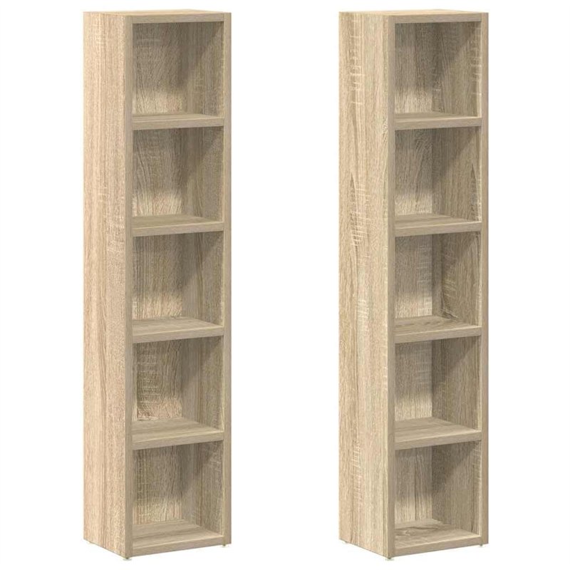 vidaXL Armoires à CD 2 pcs Chêne sonoma 21x16x93,5 cm Aggloméré
