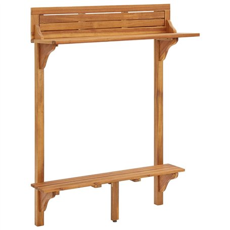 Table de Balcon en Bois d'acacia Massif 90 x 37 x 122,5 cm