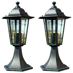 vidaXL 2X Lampes de Jardin Luminaire d'Allée Eclairage de Patio Lanterne de Jardin Lampe sur Pied de Terrasse Extérieur Vert Fon
