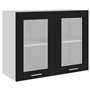 vidaXL Armoire en Verre à Suspendre avec 2 étagères - Meuble de Cuisine - Armoire de Cuisine - Armoire de Cuisine - Noir - 80 x 