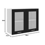 vidaXL Armoire en Verre à Suspendre avec 2 étagères - Meuble de Cuisine - Armoire de Cuisine - Armoire de Cuisine - Noir - 80 x 