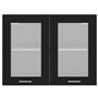 vidaXL Armoire en Verre à Suspendre avec 2 étagères - Meuble de Cuisine - Armoire de Cuisine - Armoire de Cuisine - Noir - 80 x 