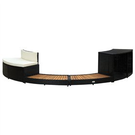vidaXL Cadre de Spa Accessoire de Spa Marche de Spa Bordure Bord de Spa Résistance aux Intempéries Noir Résine Tressée Bois d'Ac