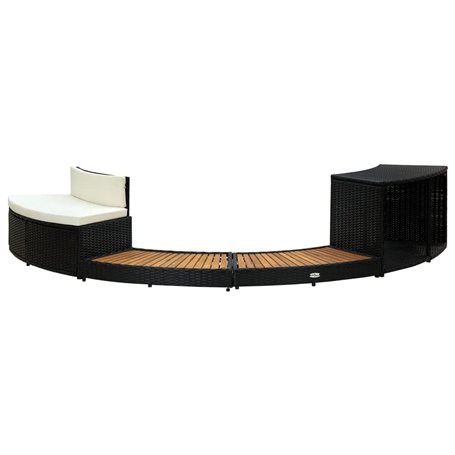 vidaXL Cadre de Spa Accessoire de Spa Marche de Spa Bordure Bord de Spa Résistance aux Intempéries Noir Résine Tressée Bois d'Ac