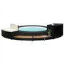 vidaXL Cadre de Spa Accessoire de Spa Marche de Spa Bordure Bord de Spa Résistance aux Intempéries Noir Résine Tressée Bois d'Ac