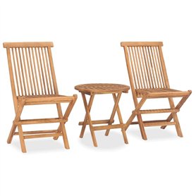 vidaXL Mobilier à Dîner d'Extérieur Pliable 3 pcs Ensemble de Salle à Manger de Jardin Mobilier de Terrasse Patio Bois Solide de