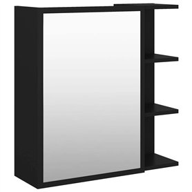 vidaXL Armoire à Miroir de Salle de Bain Armoire Murale Meuble de Rangement Armoire de Rangement Intérieur Noir 62,5x20,5x64 cm 