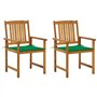 vidaXL 2X Chaises de Jardin avec Coussins Sièges de Patio Chaises de Terrasse Sièges d'Extérieur Chaises de Plage Camping Bois d