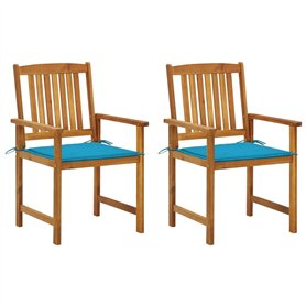 vidaXL 2X Chaises de Jardin avec Coussins Sièges de Patio Chaises de Terrasse Sièges d'Extérieur Chaises de Plage Camping Bois d