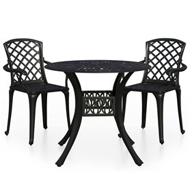 vidaXL Ensemble de Bistro 3 pcs Salon de Jardin Mobilier de Terrasse Meubles de Balcon Table et Chaises de Patio Extérieur Alumi