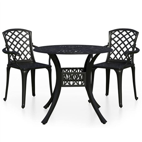 vidaXL Ensemble de Bistro 3 pcs Salon de Jardin Mobilier de Terrasse Meubles de Balcon Table et Chaises de Patio Extérieur Alumi