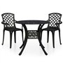 vidaXL Ensemble de Bistro 3 pcs Salon de Jardin Mobilier de Terrasse Meubles de Balcon Table et Chaises de Patio Extérieur Alumi