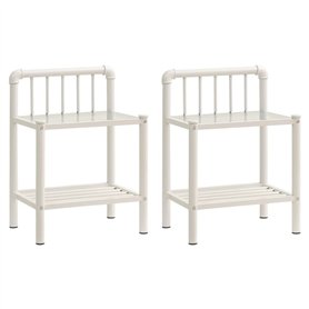 vidaXL 2X Tables de Chevet Table de Nuit Armoire de Chevet Armoire de Lit Chambre à Coucher Maison Intérieur Blanc et Transparen