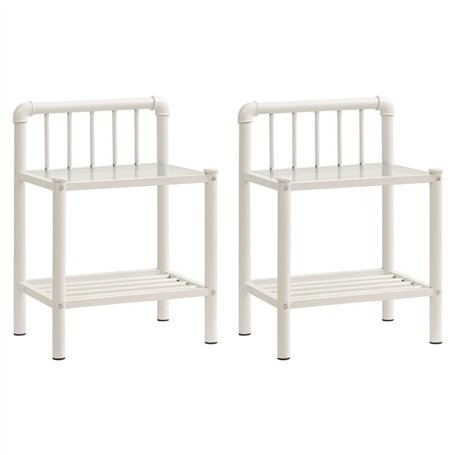 vidaXL 2X Tables de Chevet Table de Nuit Armoire de Chevet Armoire de Lit Chambre à Coucher Maison Intérieur Blanc et Transparen