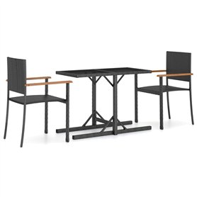 vidaXL Ensemble de Salle à Manger de Jardin 3 pcs Salon de Jardin Mobilier à Dîner de Terrasse Table et Chaises de Repas de Pati