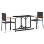 vidaXL Ensemble de Salle à Manger de Jardin 3 pcs Salon de Jardin Mobilier à Dîner de Terrasse Table et Chaises de Repas de Pati