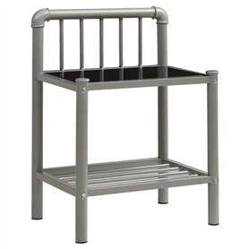 vidaXL Table de Chevet Table de Nuit Armoire de Chevet Armoire de Lit Chambre à Coucher Maison Intérieur Gris et Noir 45x34,5x62