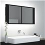 vidaXL Armoire à Miroir de Salle de Bain LED, Meuble de Rangement, Armoire de Toilette, Organisateur de Maison Intérieur, Noir A