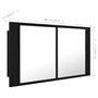 vidaXL Armoire à Miroir de Salle de Bain LED, Meuble de Rangement, Armoire de Toilette, Organisateur de Maison Intérieur, Noir A