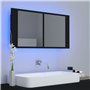 vidaXL Armoire à Miroir de Salle de Bain LED, Meuble de Rangement, Armoire de Toilette, Organisateur de Maison Intérieur, Noir A