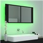 vidaXL Armoire à Miroir de Salle de Bain LED, Meuble de Rangement, Armoire de Toilette, Organisateur de Maison Intérieur, Noir A