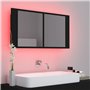 vidaXL Armoire à Miroir de Salle de Bain LED, Meuble de Rangement, Armoire de Toilette, Organisateur de Maison Intérieur, Noir A