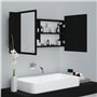 vidaXL Armoire à Miroir de Salle de Bain LED, Meuble de Rangement, Armoire de Toilette, Organisateur de Maison Intérieur, Noir A