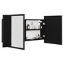 vidaXL Armoire à Miroir de Salle de Bain LED, Meuble de Rangement, Armoire de Toilette, Organisateur de Maison Intérieur, Noir A
