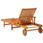 vidaXL Bois d'Acacia Chaise Longue de Jardin avec Table et Coussin Bain de Soleil d'Extérieur Transat de Patio Chaise Longue de 
